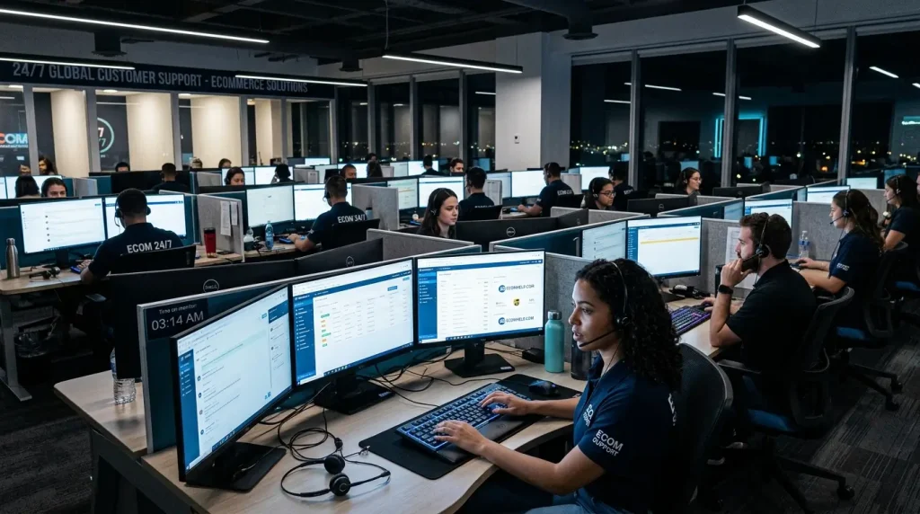 24/7 customer support for eCommerce in Riverside team working