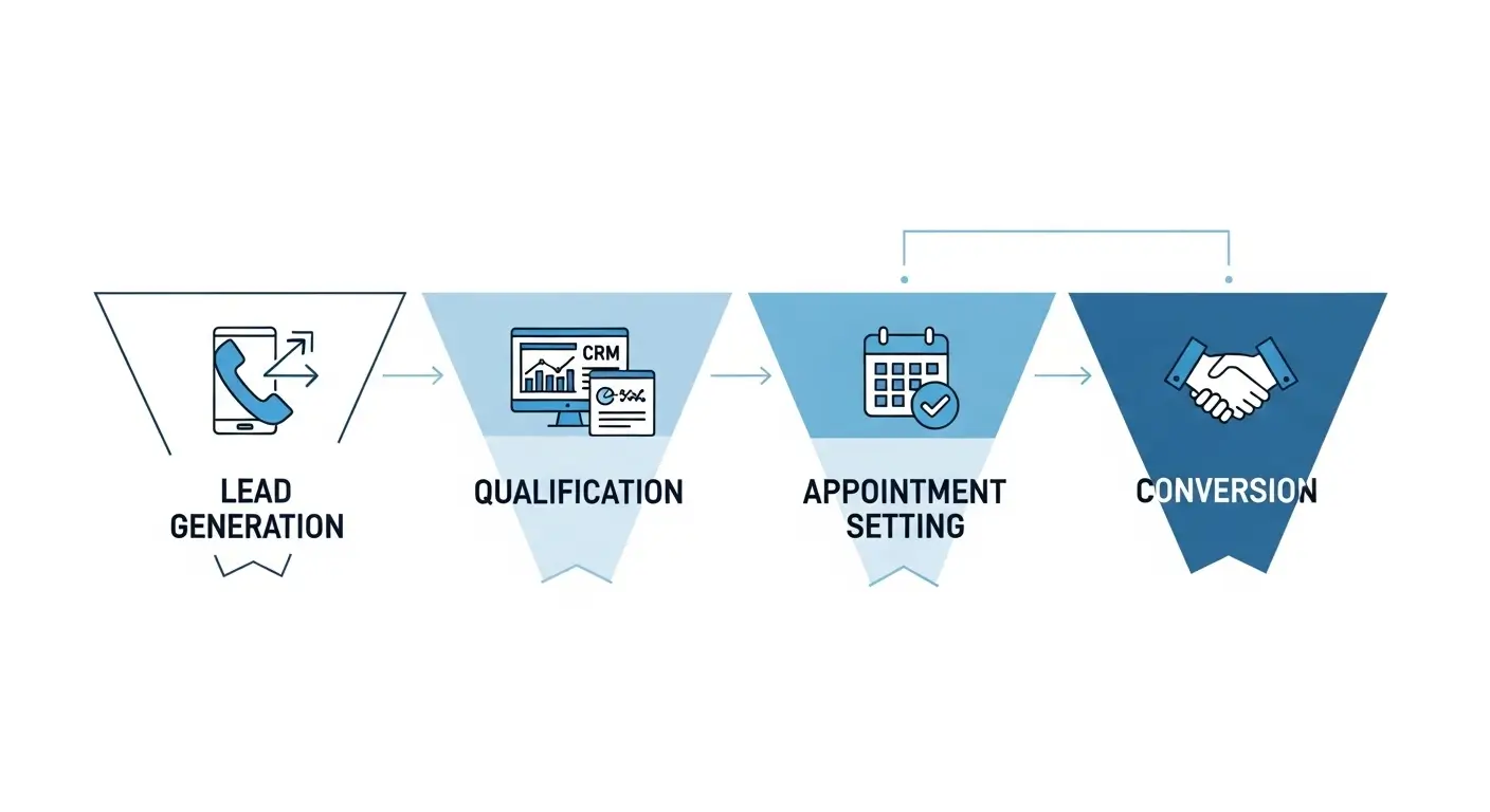 B2B telemarketing sales funnel process for lead generation and appointment setting in Irvine