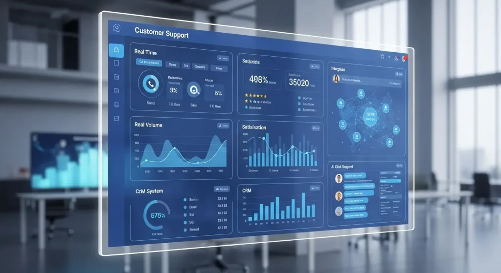 Benefits of outsourced customer support USA analytics dashboard showing performance and customer service metrics