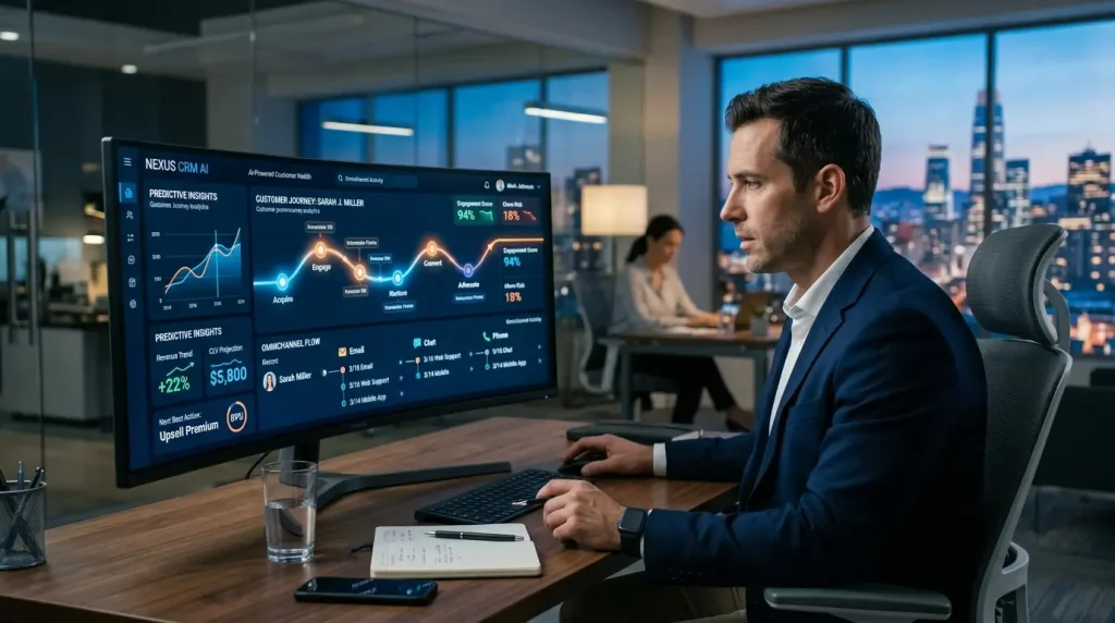 AI and CRM dashboard powering omnichannel customer support outsourcing