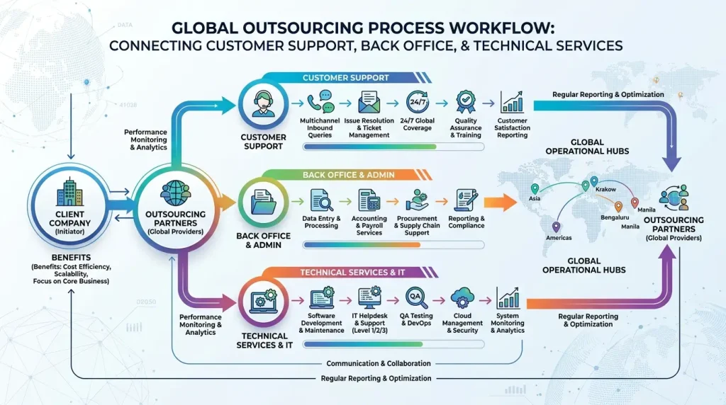 Types of BPO services in the USA including customer support and back office operations