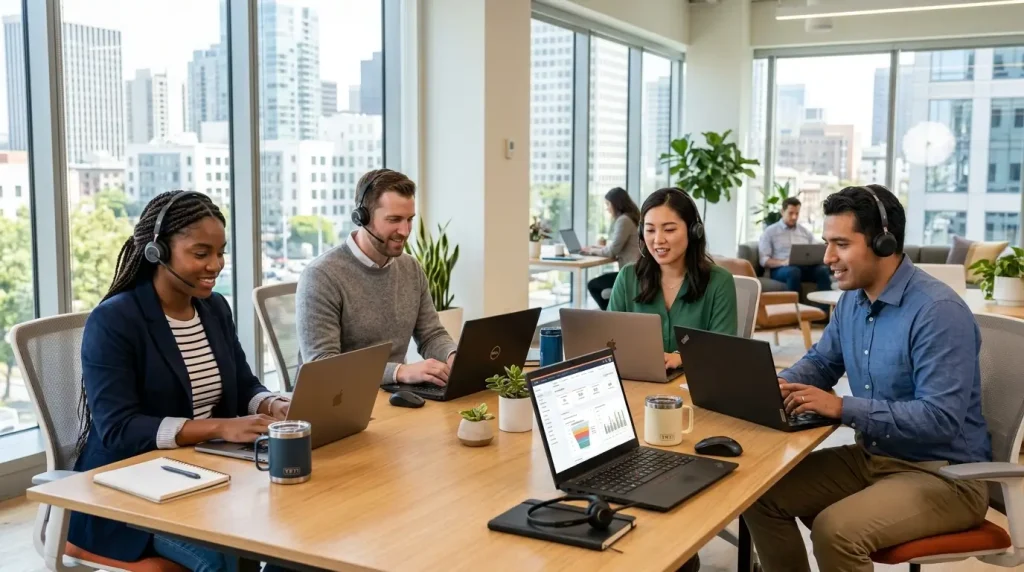 Outsourced customer retention team supporting USA business clients using CRM dashboards